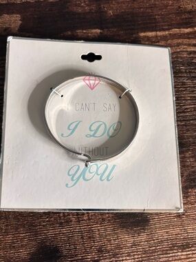 Silver‎ Tone  'Bridesmaid' Heart Accent Bangle Bracelet